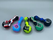 4 Pack X Unbreakable Silicone Tobacco Hand Pipe with Glass Bowl picture