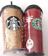 LOT 2 Starbucks Holiday 2021 Rose Gold Glitter 16 Oz Grande Tumbler & RED Hope picture