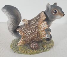 Vintage 1986 Masterpiece Porcelain by Homco Squirrel in Pine Log Figurine Signed picture