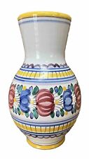 VTG Czechoslovakian Modra Ceramic Pottery Floral Vase Blues And Yellows 80’s picture