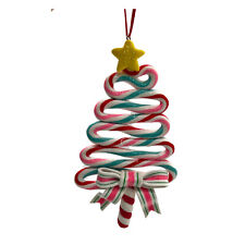 Set of 2 Assorted Clay Shaped Christmas Tree Ornaments, Festive Hanging Ornament picture