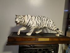 A White Tiger Porcelain Sculpture with Wooden Base ，Made in Malaysia, 20 inches  picture