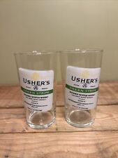 Usher's Green Stripe Blended Scotch Whisky Glass - Crooked Logo - 4.75