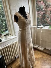 Vintage 1960s Frank Usher Ivory Lace Full Length Dress Size 8 picture
