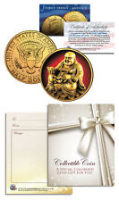 LAUGHING BUDDHA Budai JFK Half Dollar 24K Gold Plated LUCKY COIN Happy Hotei picture