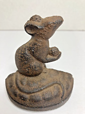 Vintage Rustic Small Cast Iron Mouse Doorstop Paper Weight picture