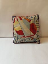 Vintage Needlepoint Sailing Pattern Throw Pillow - Flaw (Some stains) picture