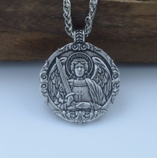 St. Michael Archangel Catholic Patron Medal Alloy Metal Pendant Chain Necklace picture