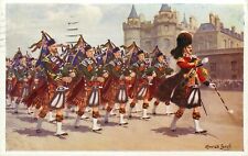 Postcard Cameron Highlanders Bag Pipes Artist Signed Conrad Leigh picture