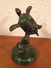 Unknown Age Likely Contemporary Cute Patinated Bronze Sea Turtle Sculpture picture