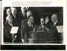 LG51 1965 AP Wire Photo PRESIDENT LYNDON JOHNSON TAKES OATH OF OFFICE HUMPHREY picture