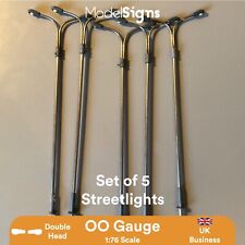 UK 5x Double Curved Arm LED Street light Lamp Post OO HO Hornby SLDBL ModelSigns picture
