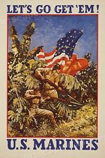 Let's Go Get 'Em US Marines 1940s World War 2 Marine Recrutment Poster - 16x24 picture