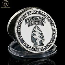 Army Special Forces De Oppresso Liber Airborne Silver Challenge Coin picture