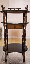 VTG MCM Wooden Walnut Spindle 3 Tier-Shelves Accent/Phone End Table EAMES ERA picture