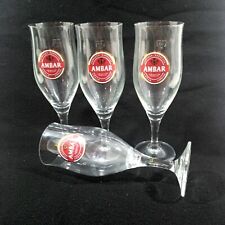 4 Original Vintage Glass cups cristal Cerveza Especial AMBAR 1900 picture