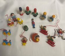 Vintage Wooden Tiny Inch Christmas Ornaments Lot Of 17 Soldier Clown Angel Train picture