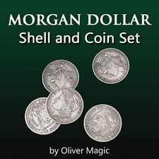Morgan Dollar Shell and Coin Set 5 Coins + 1Head Shell +1Tail Shell Magic Tricks picture