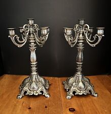 Vintage Pair Of Pot Metal 5 Candle Candelabra picture