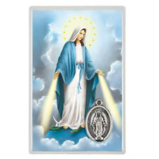 Laminated Hail Mary Holy Prayer Card With Miraculous Medal Inside picture