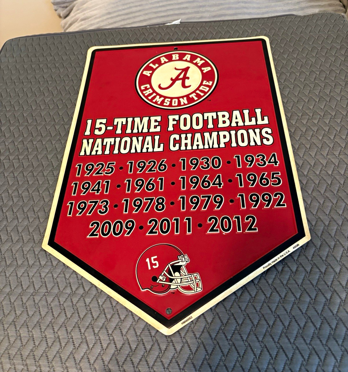 Alabama Crimson Tide 15-Time Football National Champions Metal Sign 14x12" Alabama Crimson Tide 15-Time Football National Champions Metal Sign 14x12"