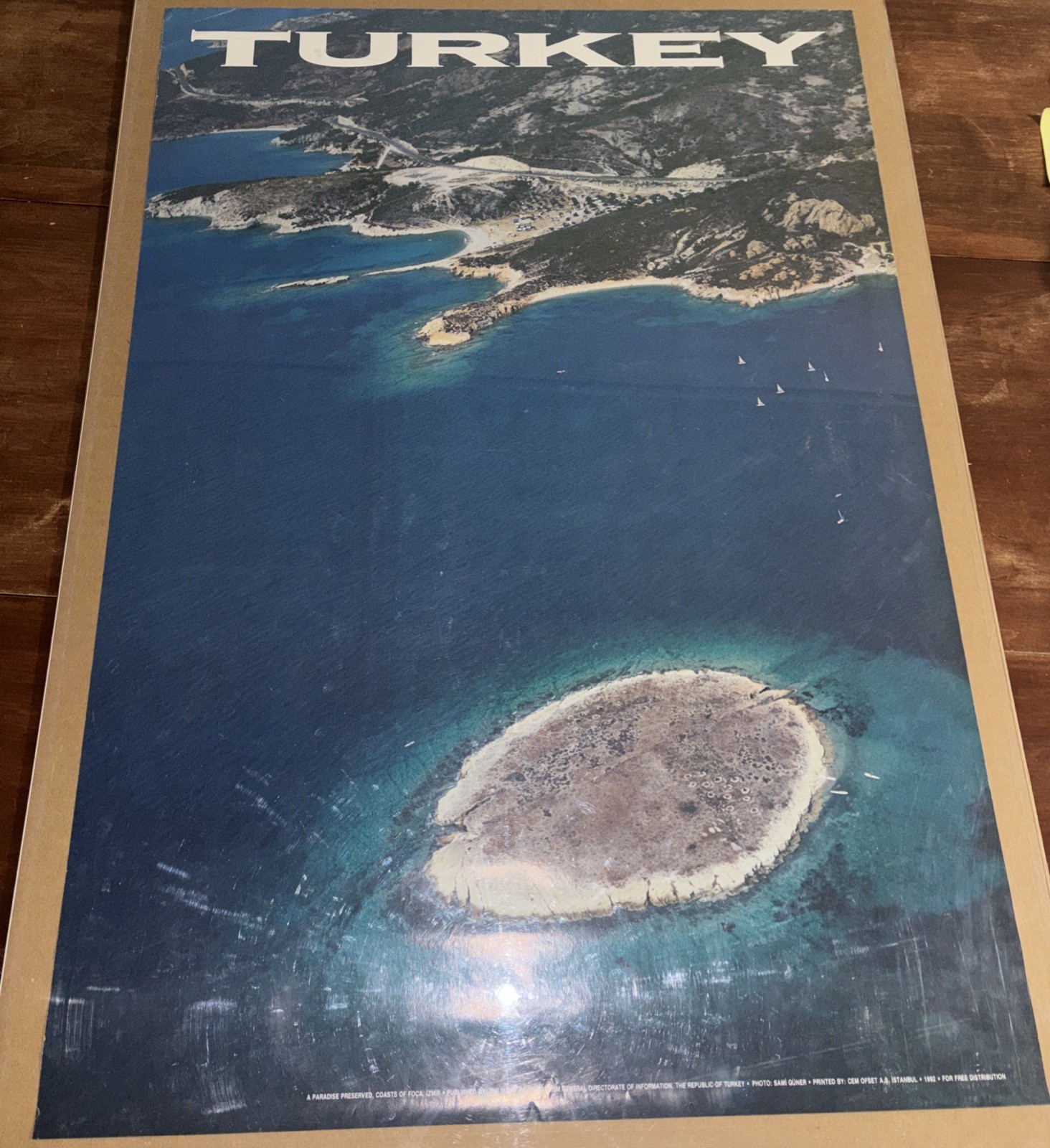 Vintage 1992 Turkey Tourism Travel Poster Large 32”x22” Foca Izmir