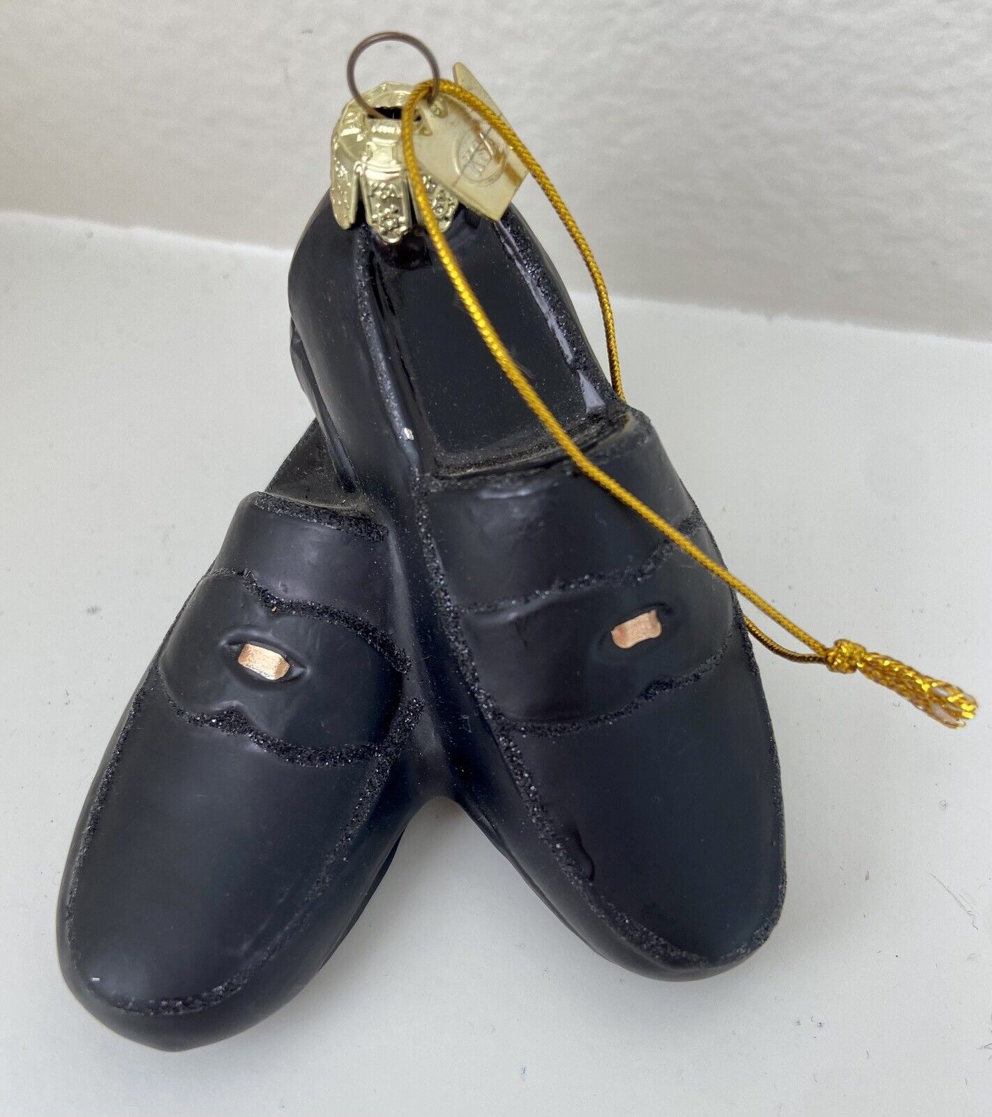 Vintage Kurt S Adler KSA Christmas Ornament Penny Loafers Shoes Black Rare 50\'s