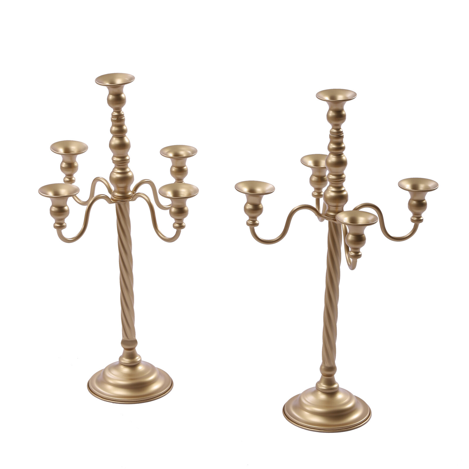 Vintage Gold 2-Pack 5-Arm Candelabra Candle Holders Tall Tabletop Centerpieces Vintage Gold 2-Pack 5-Arm Candelabra Candle Holders Tall Tabletop Centerpieces