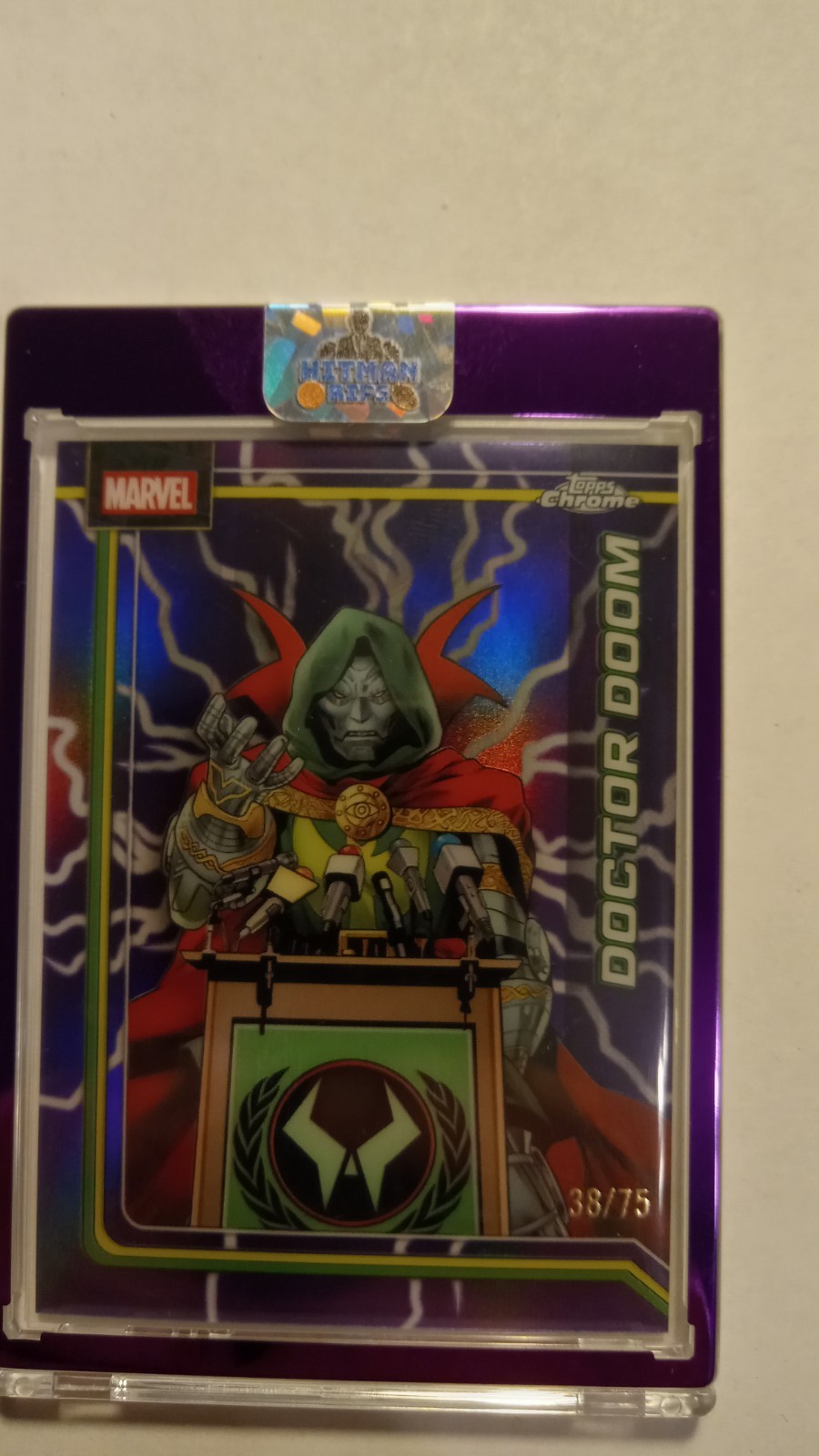 Topps 2026 Topps Chrome Marvel Doctor Doom 38/75 Purple Storm Lightning Topps 2026 Topps Chrome Marvel Doctor Doom 38/75 Purple Storm Lightning