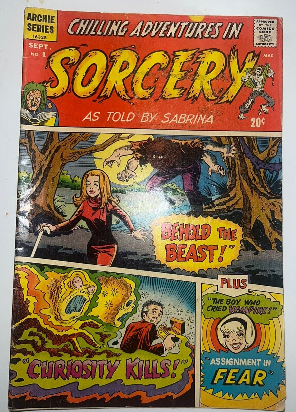 CHILLING ADVENTURES IN SORCERY #1  Archie 1972  Sabrina cover, Behold the Beast