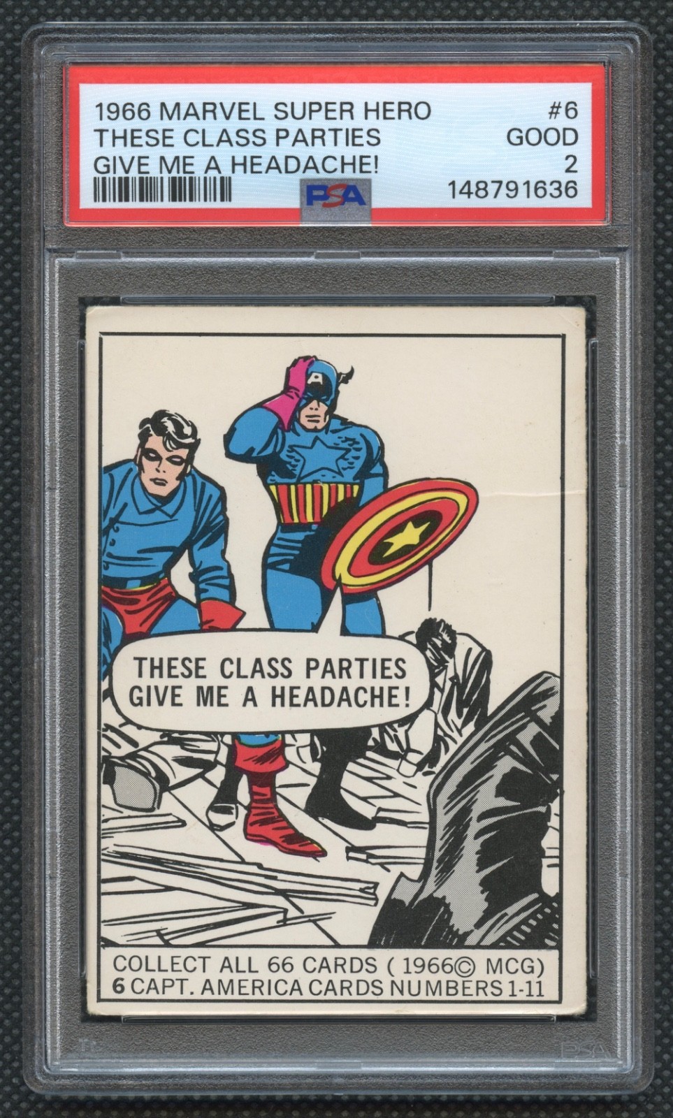 1966 Donruss Marvel Captain America Rookie /1st Spider-Man Appearance #6 PSA 2 1966 Donruss Marvel Captain America Rookie /1st Spider-Man Appearance #6 PSA 2