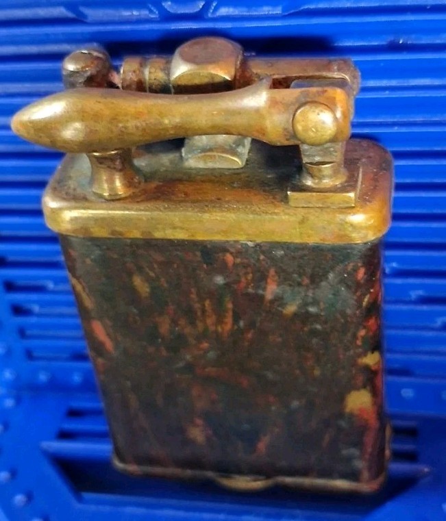 rare vintage Art Deco Fay lift arm red mottled Bakelite brass lighter 1920-1930