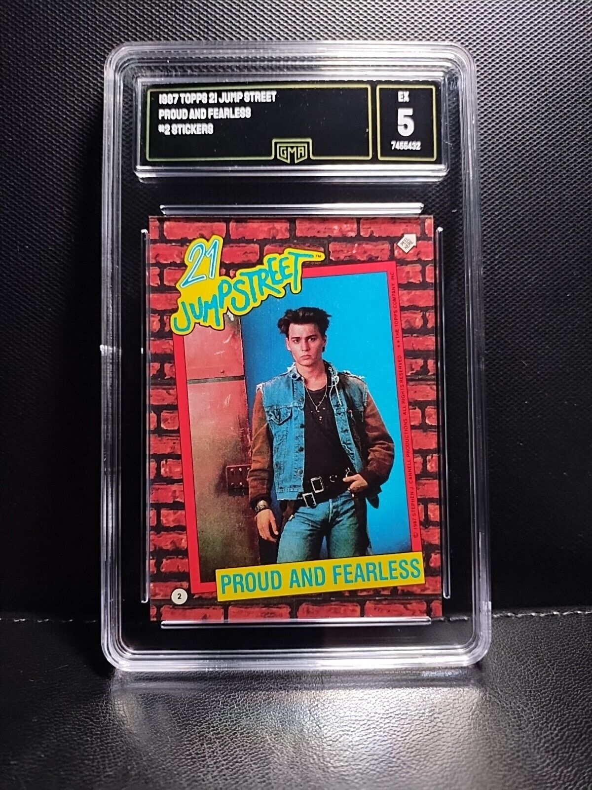 Johnny Depp Rookie, 1987 Topps Proud and Fearless #2, 21 Jump Street, GMA 5