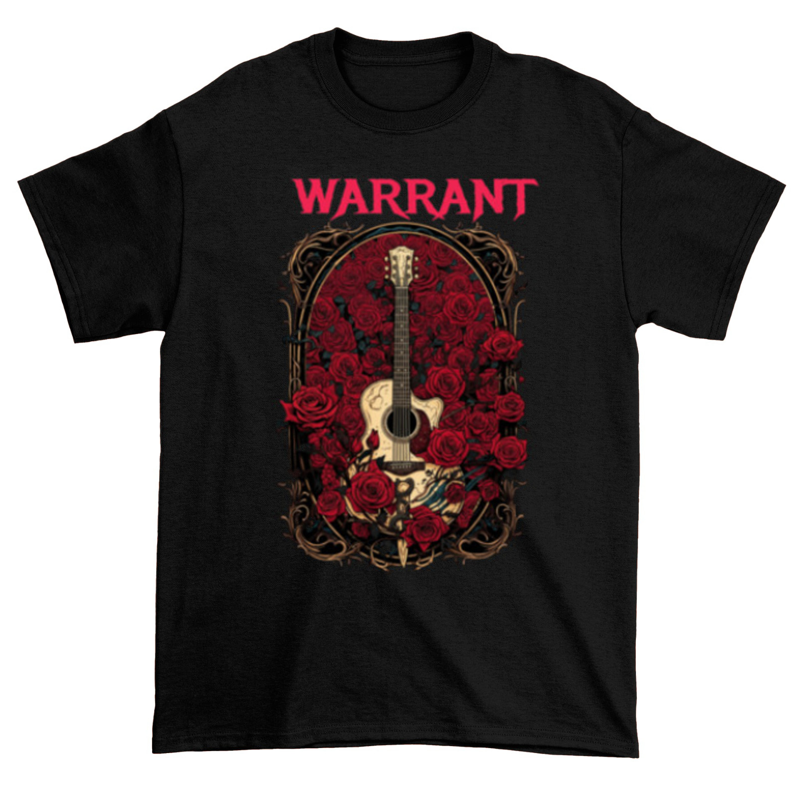 Vintage Warrant Rose Short Sleeve Black men T-Shirt Full Size Vintage Warrant Rose Short Sleeve Black men T-Shirt Full Size