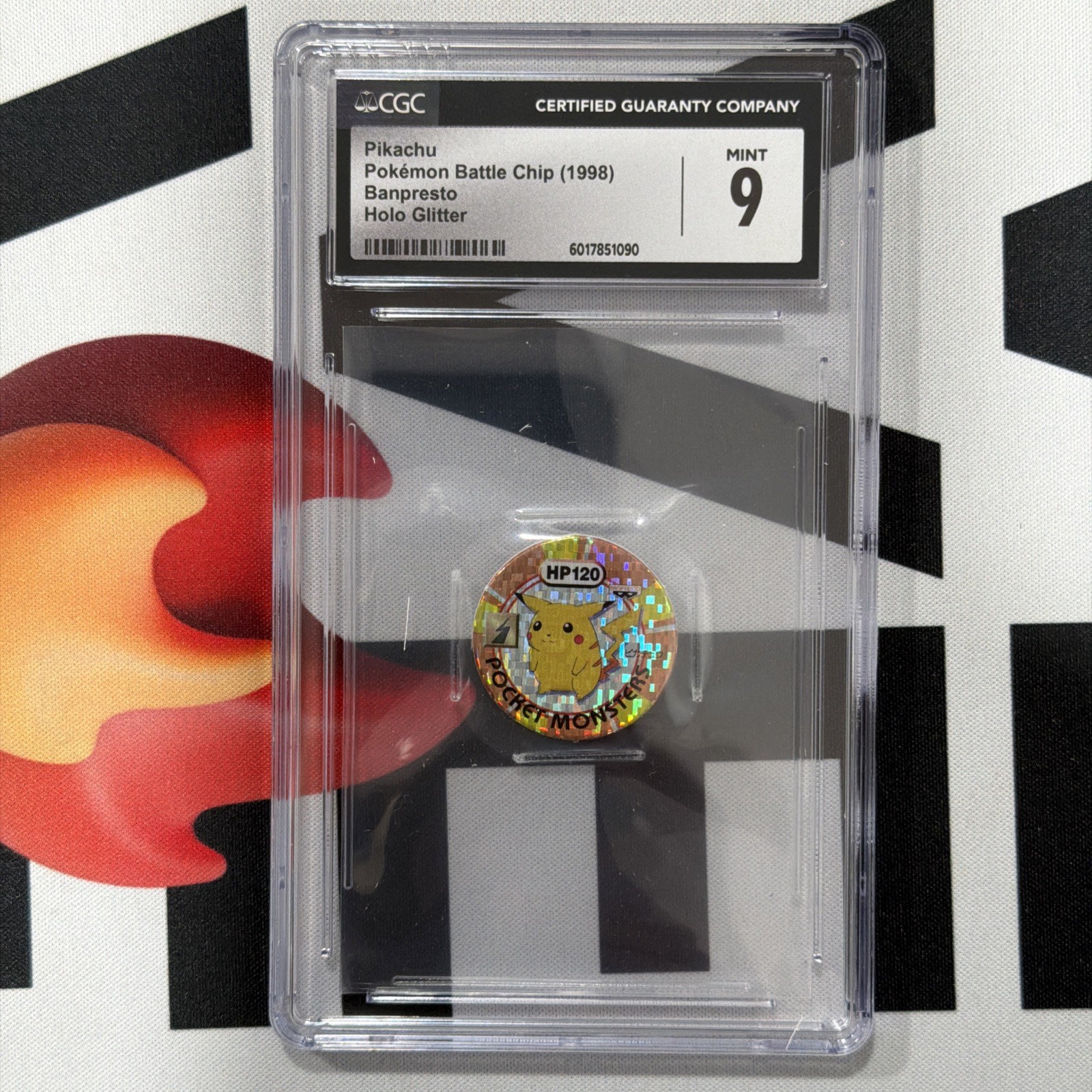 Pikachu Pokemon Menko Card Vintage BANPRESTO 1998 Japanese Battle Glitter CGC 9 Pikachu Pokemon Menko Card Vintage BANPRESTO 1998 Japanese Battle Glitter CGC 9