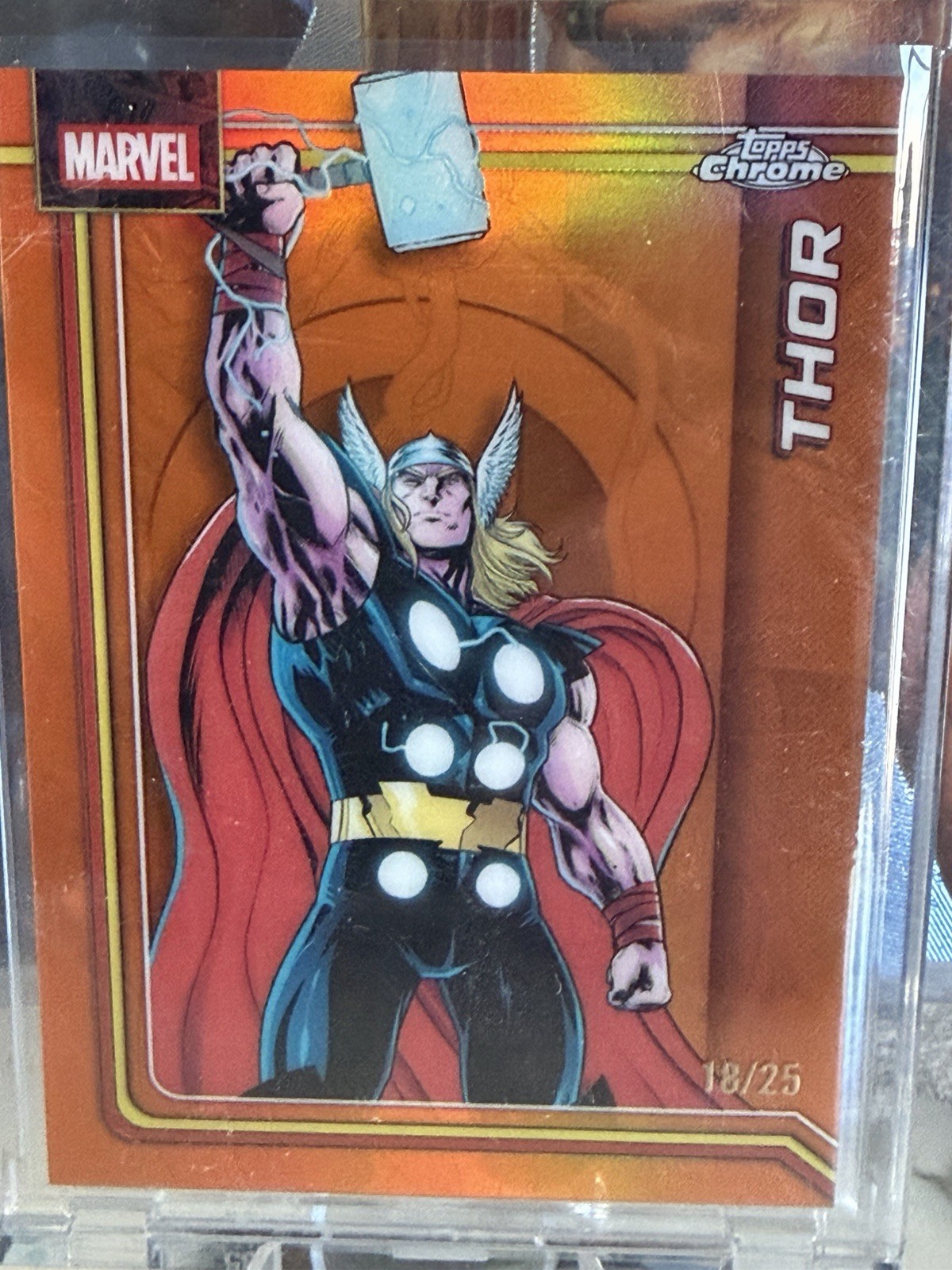 Topps 2026 Marvel Chrome Thor 18/25 Orange Refractor Super Clean Topps 2026 Marvel Chrome Thor 18/25 Orange Refractor Super Clean