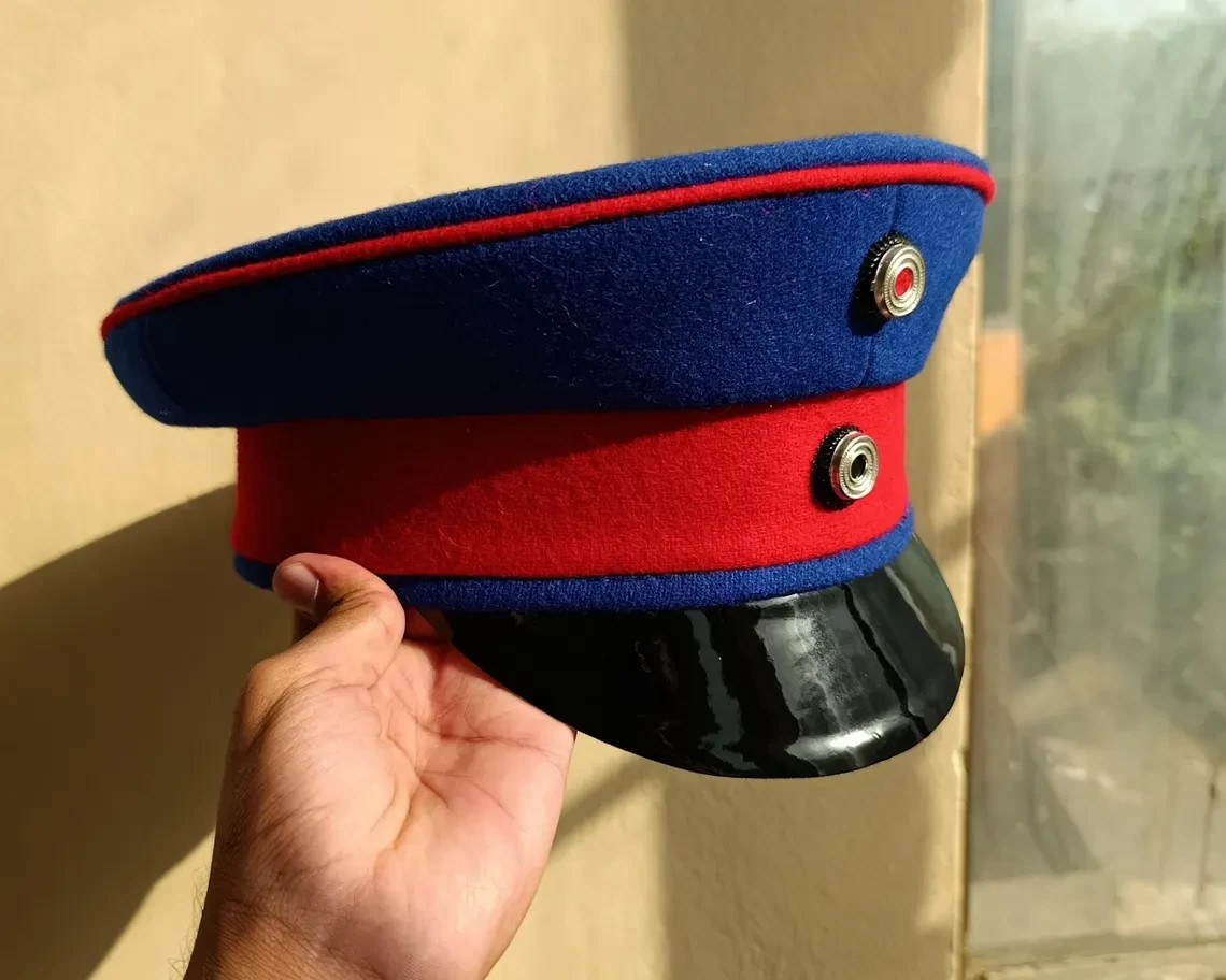 WWI Imperial German Officer Visor Cap Blue Red Prussian Schirmmutze Military Hat
