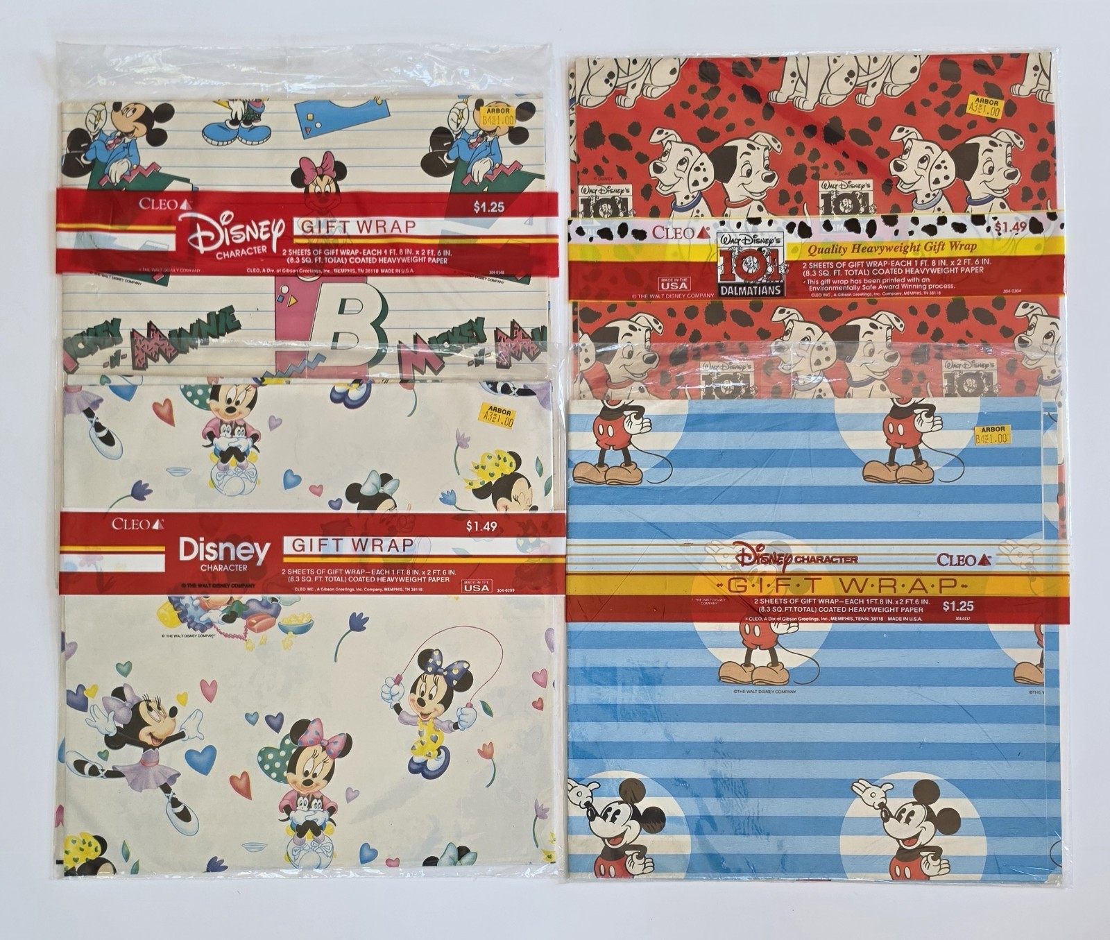 Vintage Lot 90s Walt Disney Wrapping Paper, Cleo, NEW, 4 UNOPENED 1 Opened Vintage Lot 90s Walt Disney Wrapping Paper, Cleo, NEW, 4 UNOPENED 1 Opened