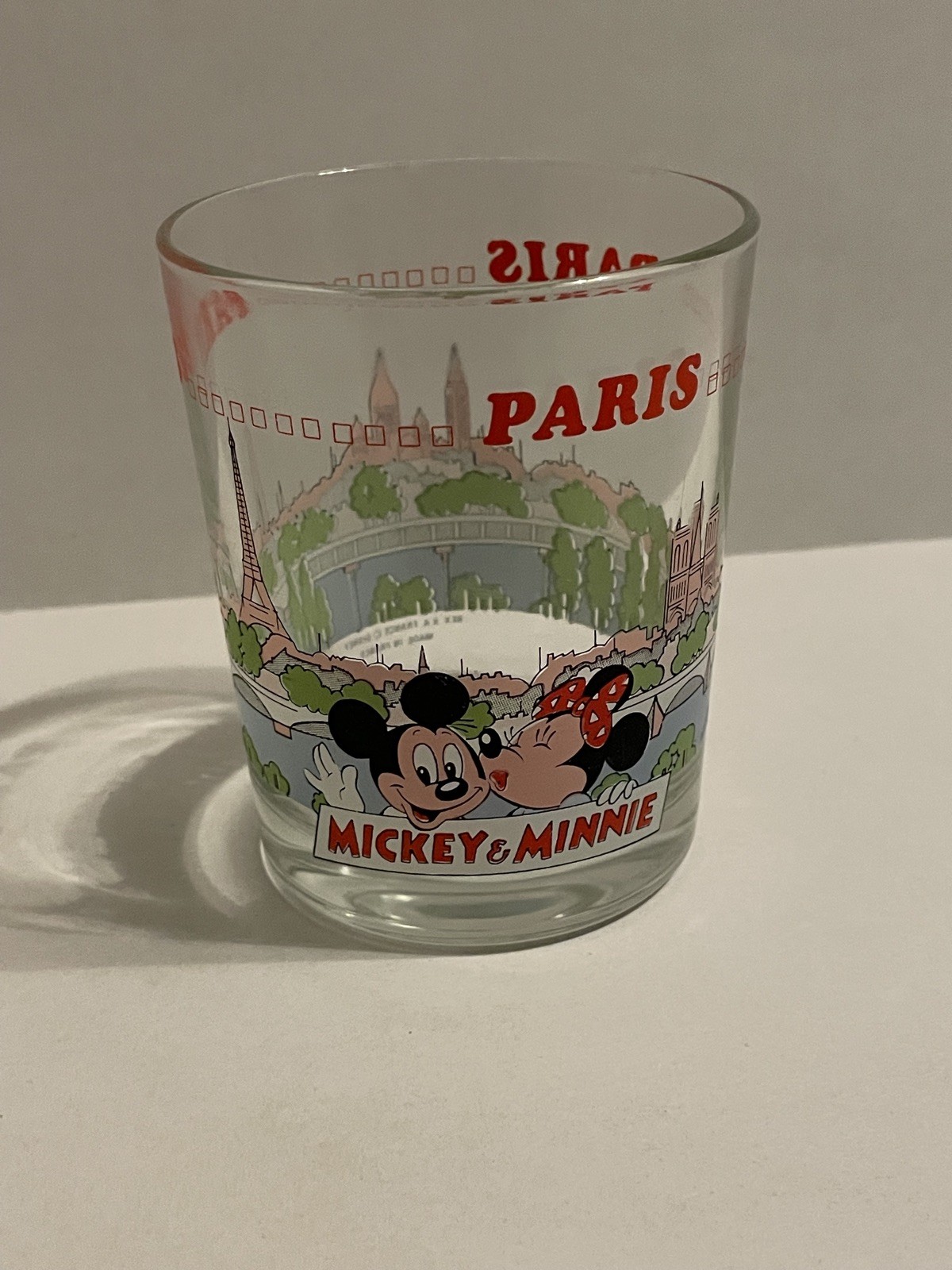 Vintage Mickey and Minnie Mouse In PARIS Juice Glass Made In France ￼