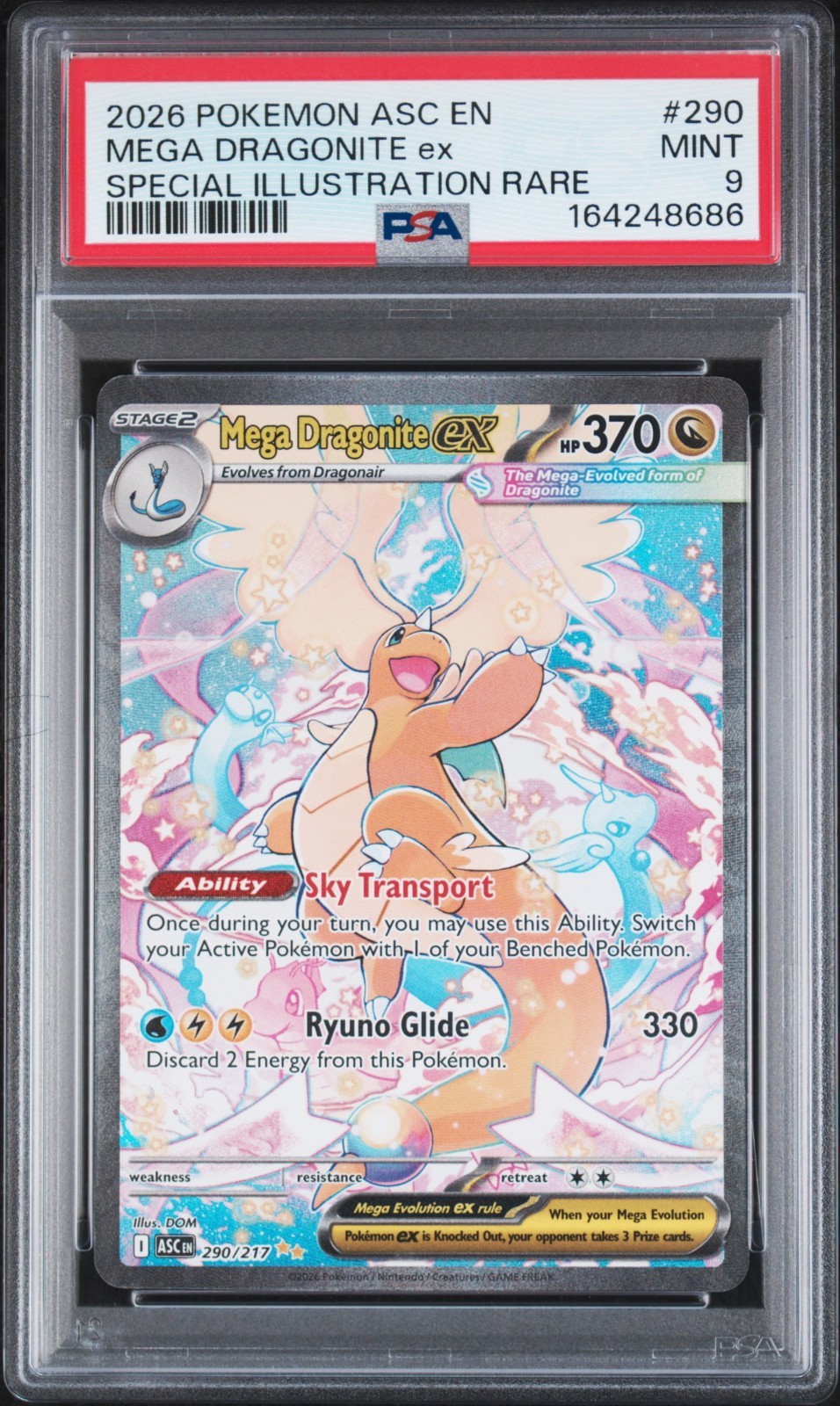 PSA 9 Mega Dragonite EX 290/217 Ascended Heroes SIR Holo Pokemon Card - Mint