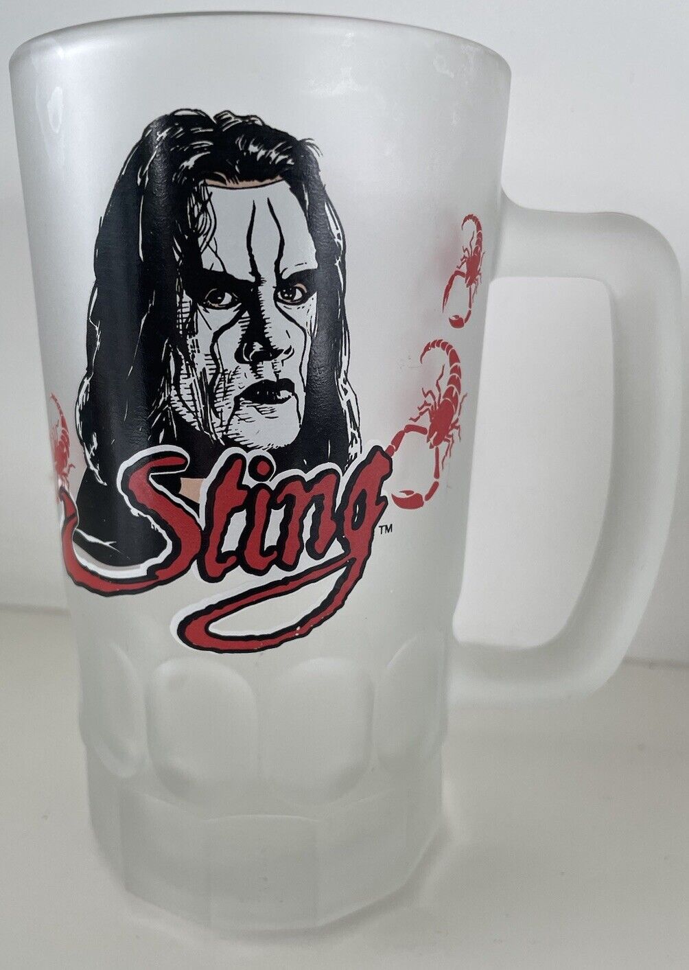 Vintage Sting WCW Frosted Glass Beer Mug 1999 Wrestling WWE WWF 90s