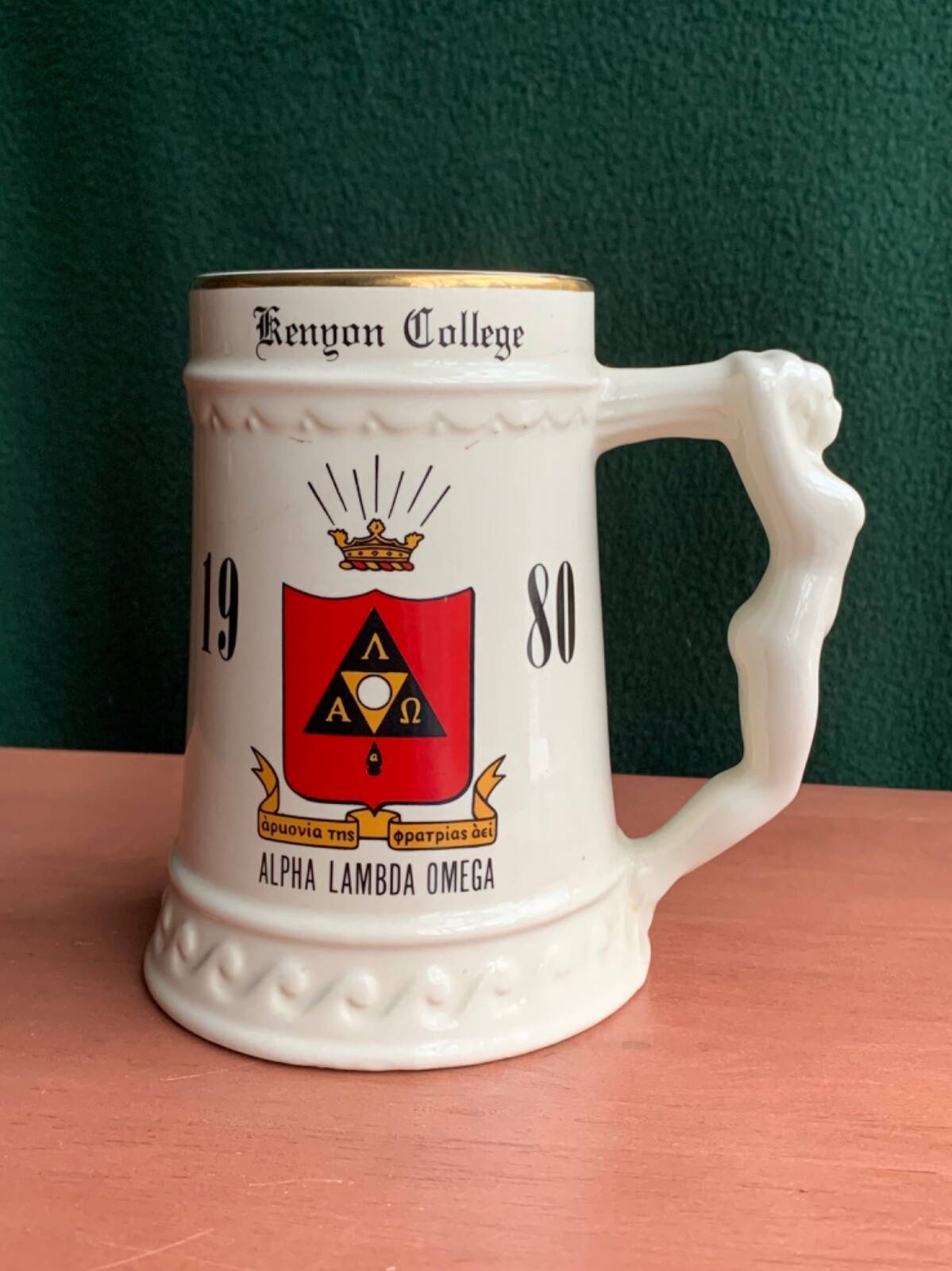 KENYON College Lady Handle Tankard Stein Mug Alpha Lambda Omega 1980 WOBOZF Frat KENYON College Lady Handle Tankard Stein Mug Alpha Lambda Omega 1980 WOBOZF Frat