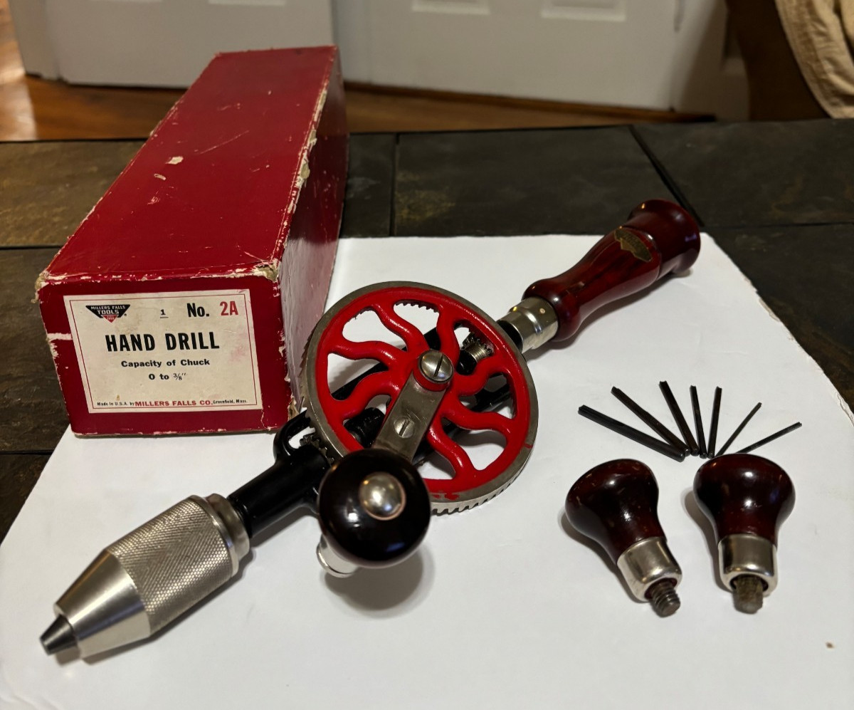 Vintage Millers Falls No. 2A Eggbeater Hand Drill 3/8 Original Box Very Nice Vintage Millers Falls No. 2A Eggbeater Hand Drill 3/8 Original Box Very Nice