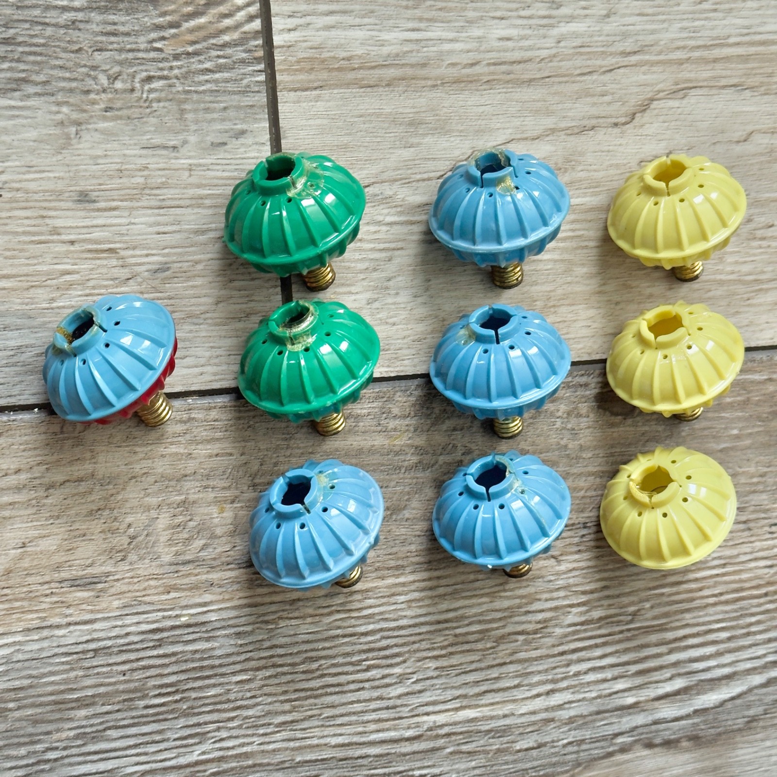 Vtg Christmas Light Biscuit Flying Saucer Bases Damaged Untested Lot of 10 #6 Vtg Christmas Light Biscuit Flying Saucer Bases Damaged Untested Lot of 10 #6