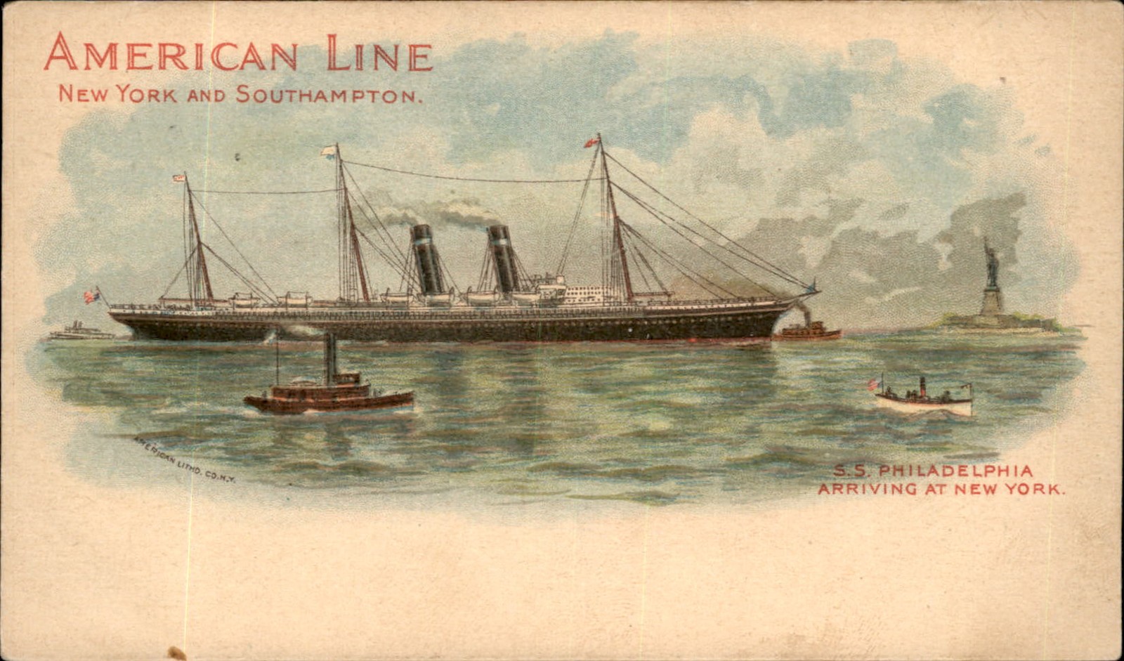New York City Steamship SS Philadelphia American Line c1905 Private Mailing Card
