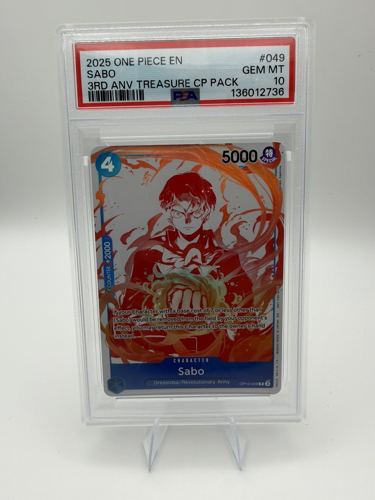 2025 ONE PIECE English 3RD ANNIVERSARY TREASURE CP PACK #049 SABO PSA 10
