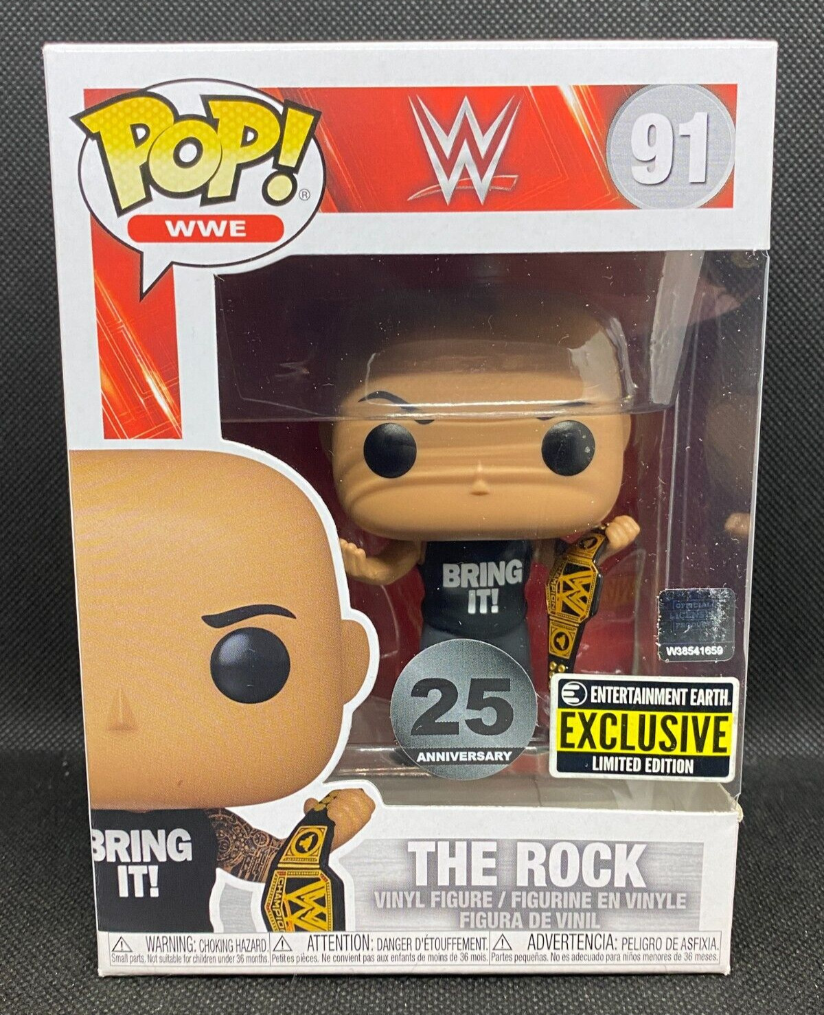 Funko Pop The Rock 91 WWE Entertainment Earth Exclusive 25th Anniversary Figure
