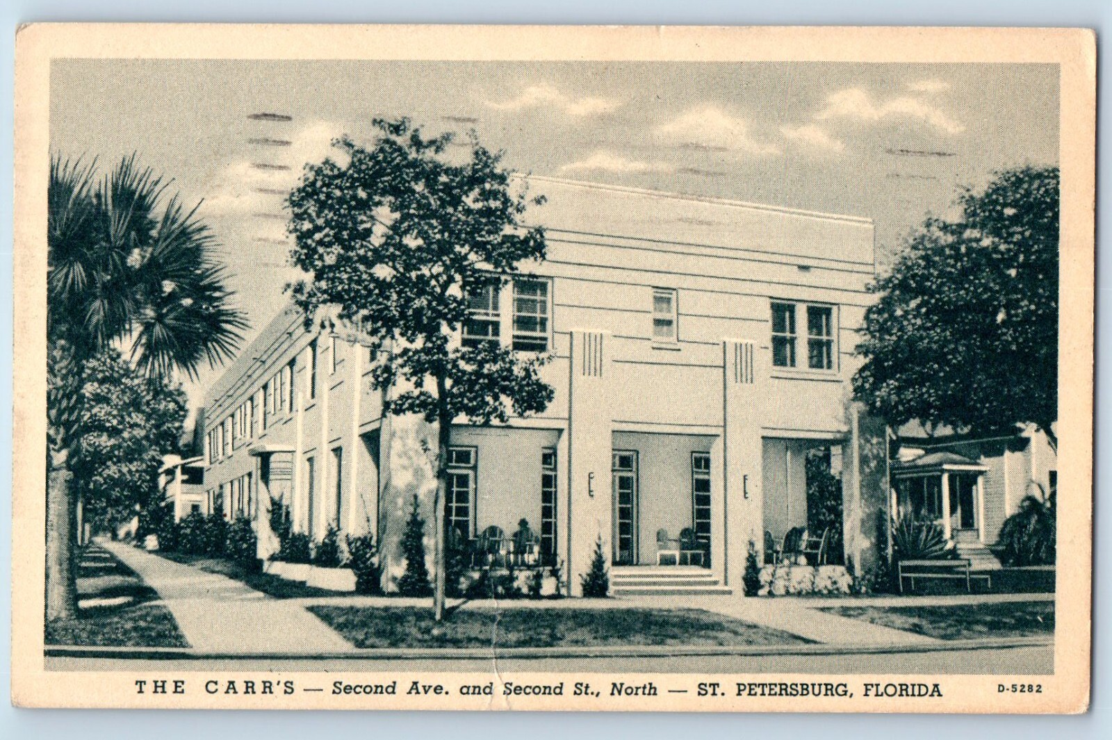 1942 St. Petersburg Florida FL Postcard Carr's Hotel Second Avenue Street Posted 1942 St. Petersburg Florida FL Postcard Carr's Hotel Second Avenue Street Posted