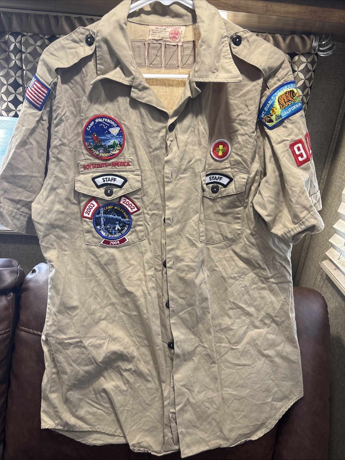 Official Boy Scout Uniform Shirt L Staff Camp Wolfeboro Patch 5150 911 Mt Diablo Official Boy Scout Uniform Shirt L Staff Camp Wolfeboro Patch 5150 911 Mt Diablo
