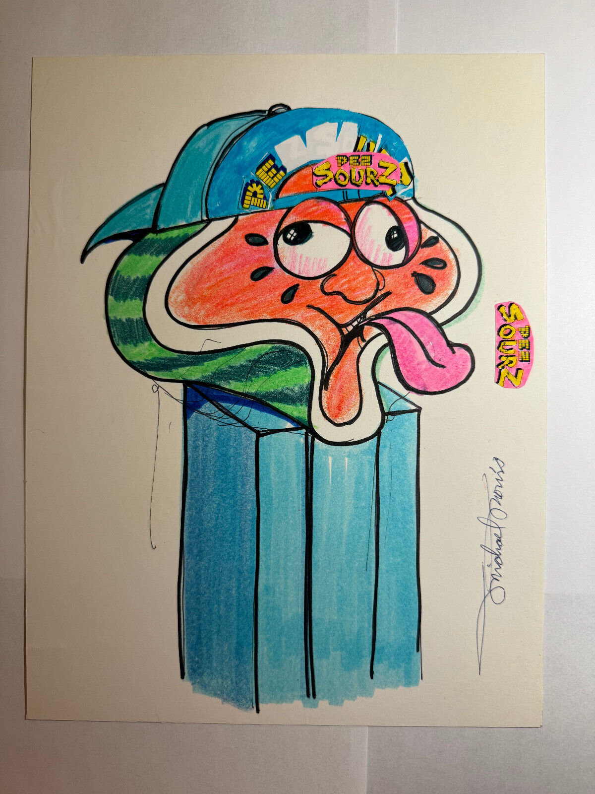 ORIGINAL PEZ Sourz Sketch - Watermelon - Hand-drawn from original design artist